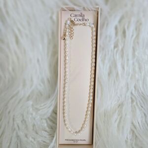 Camila Coelho Cream Pearl Necklace with Gold Chain